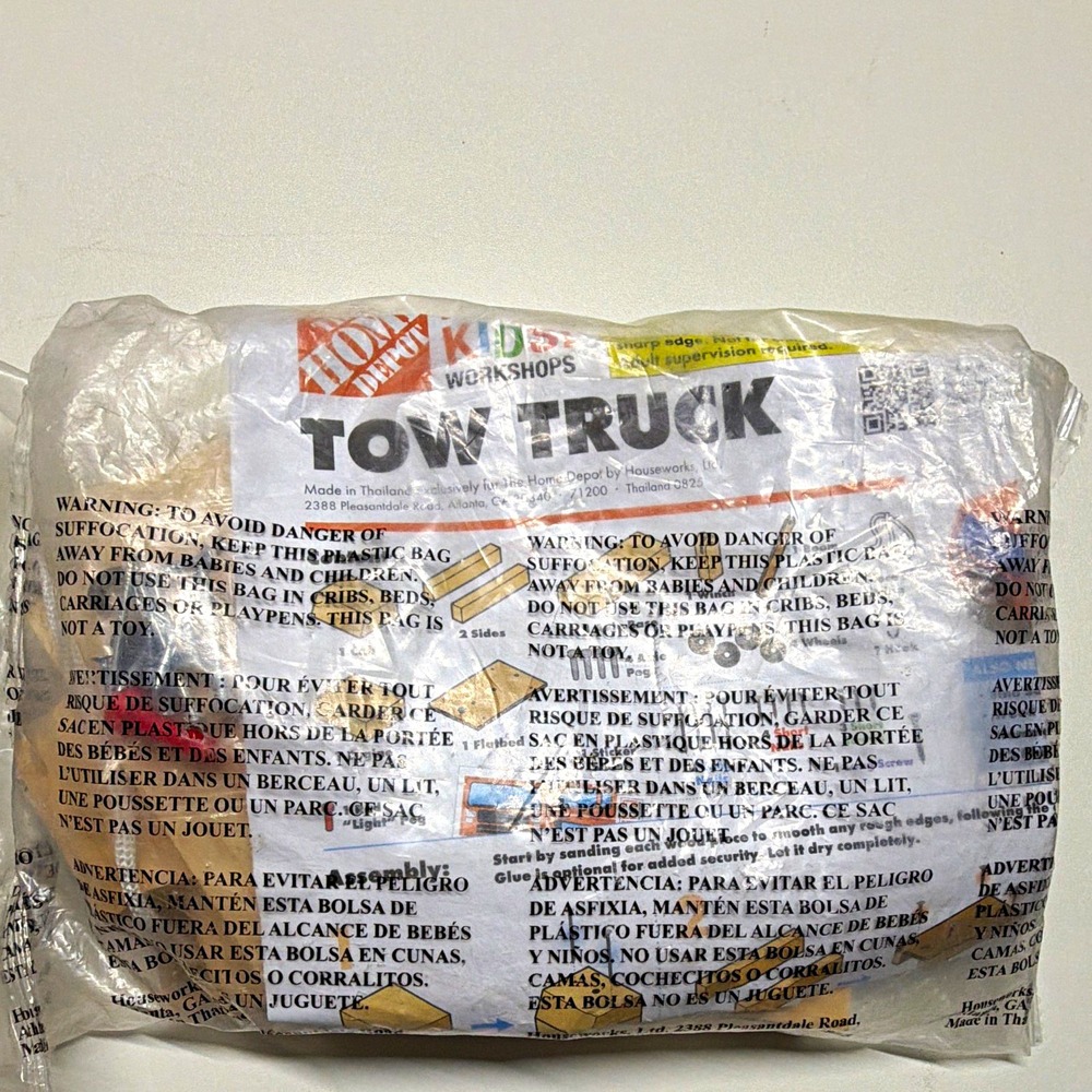 Home Depot Kids Workshop Tow Truck Kit DIY Build Wooden Craft Toy sealed new